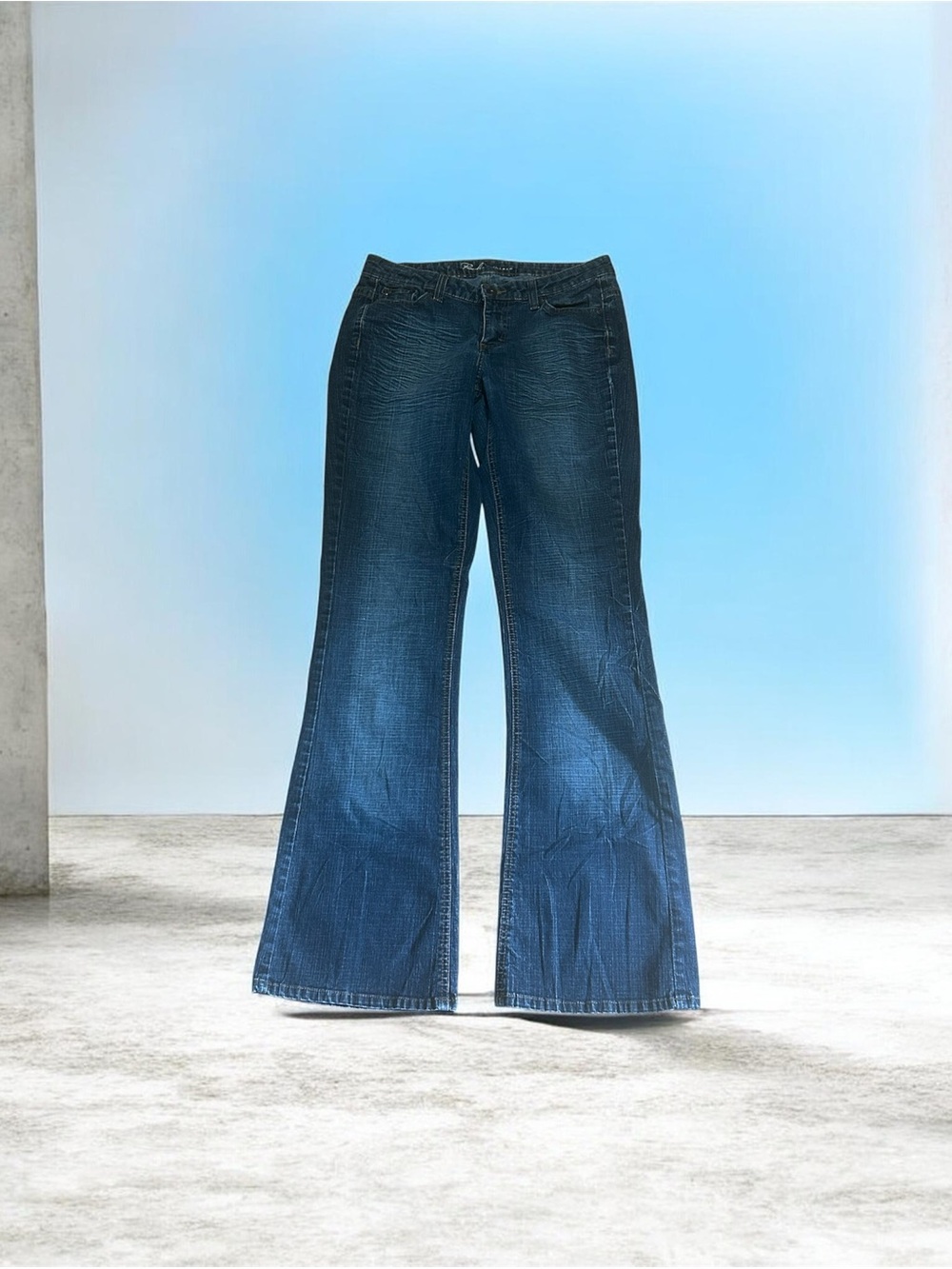 Riders Vintage by Lee Dark Mid-Rise Blue Flare Jeans Size 9 Long EUC